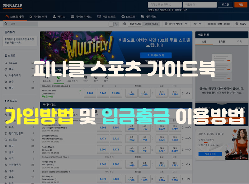 피나클스포츠 가입 및 입출금 방법