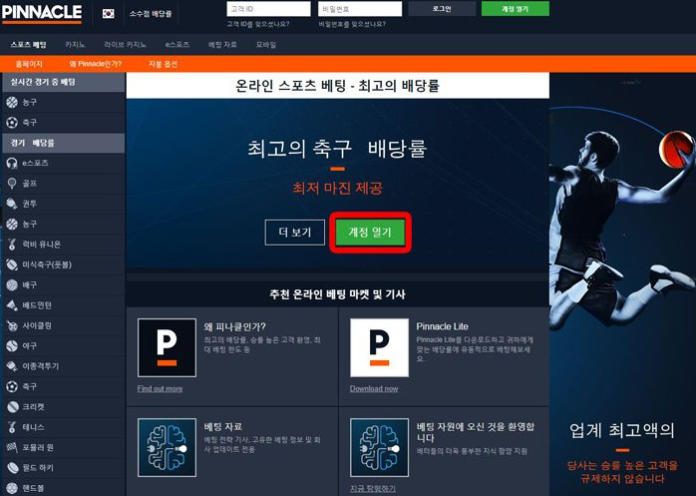 피나클 가입및 입출금 방법